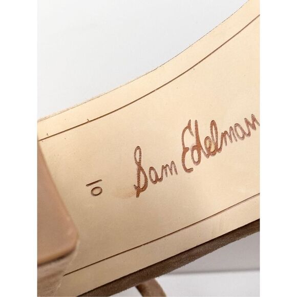 Sam Edelman Sandals Womens Size 10 Tan Suede Ankle Strap Block Heel - Picture 7 of 9